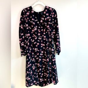 Ann Taylor Black/Pink Floral MIDI dress, size 00, EUC